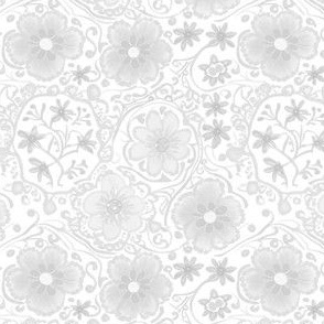 Subtle Grey Floral - Silver Gray and White Flower Pattern