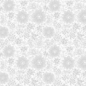 Subtle Silver Floral - Grey and White Small Flowers - Tiny Flower Pattern