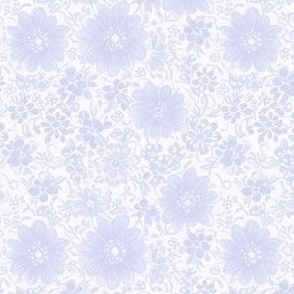 Lilac Blue and White Subtle Floral - Pale Flower Pattern