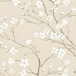 Dogwood Tree Blossoms  - Tan Wallpaper