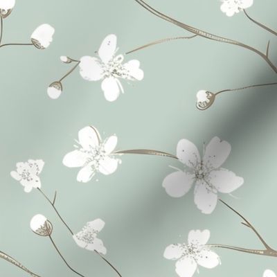 Dogwood Tree Blossoms  - Palladian Blue Wallpaper