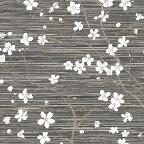 Dogwood Tree Blossoms - Woodland Grasscloth Wallpaper 