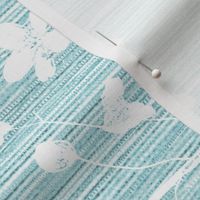 Dogwood Tree Blossoms - White on Caribbean Blue Grasscloth Wallpaper 