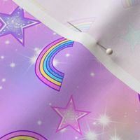 Pastel Kawaii Glitter Rainbows With Pastel Rainbow Glitter Stars, Galaxy Clouds and Sparkles