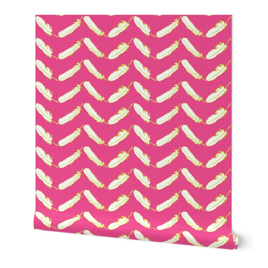 Feather Chevron Hot Pink