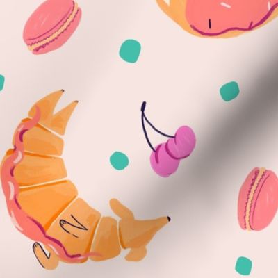 Wallpaper scale dessert dogs - cupcake french bulldog, croissant dachshund, donut dachsie 