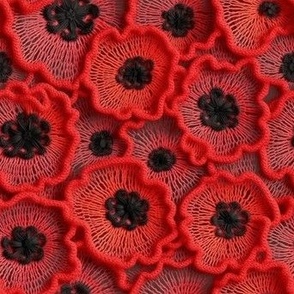 crochet red poppies