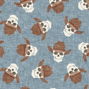 Cowboy Skulls - dusty blue tossed - LAD24