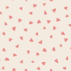 Tiny pink scattered love hearts_pale background 