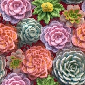crochet pastel succulent garden