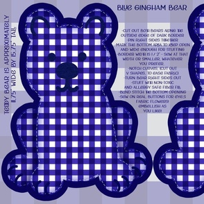 BLUE-GINGHAM BEAR-CUT-AND-SEW