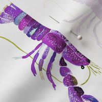 Purple and green lobster in watercolor from Anines Atelier