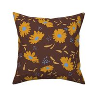 Artistic Textured Floral  flowers with dots, petals hand-drawn for bags, quilts