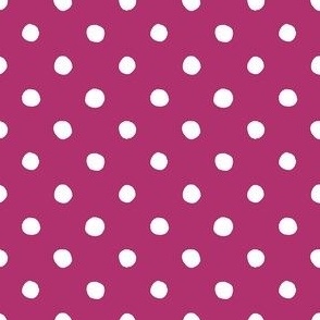 Medium Handdrawn Dots - rainbow quilting collection - white on Bubble Gum (dark pink) - Petal Signature Cotton Solids coordinate