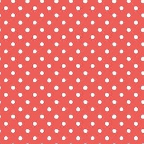 Small Handdrawn Dots - rainbow quilting collection - white on Coral red - Petal Signature Cotton Solids coordinate