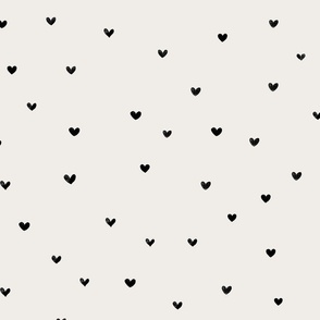 Cute black watercolour hearts on cream, preppy chic hearts
