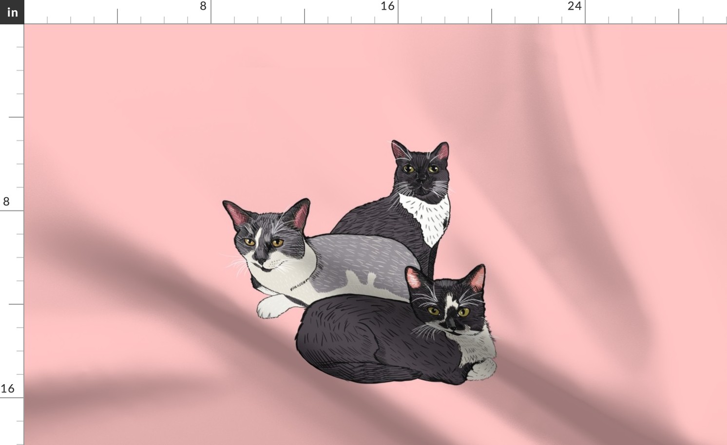 Custom Cat Trio, Valentine Pink