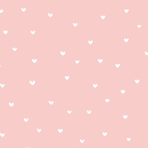 Cute white watercolour hearts on light pink, preppy chic hearts in micro small scale