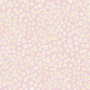 (XS) Tiny micro quilting floral - small white flowers on Cotton Candy pink - Petal Signature Cotton Solids coordinate