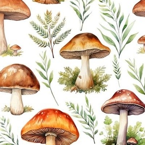 Watercolor mushrooms