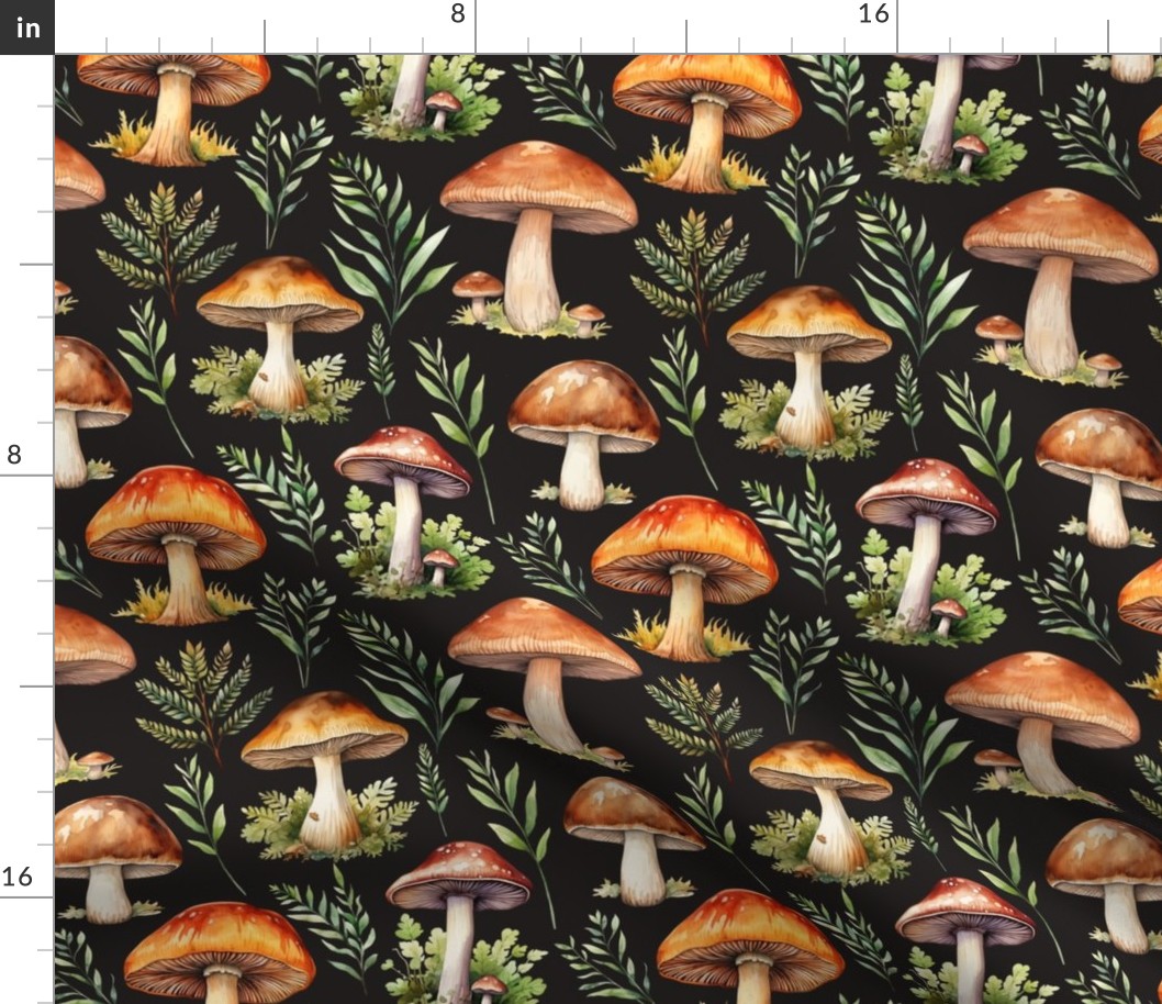 Watercolor forest mushrooms 
