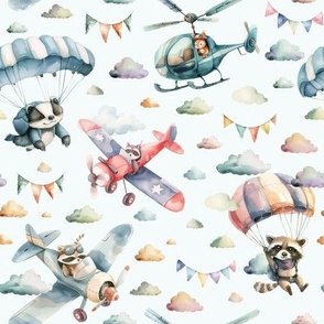 Watercolor animals in the sky