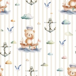 Cute watercolor sailor bear 