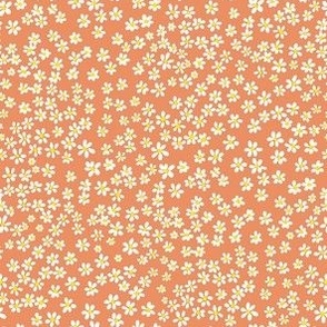 (XS) Tiny micro quilting floral - small white flowers on Peach - Petal Signature Cotton Solids coordinate