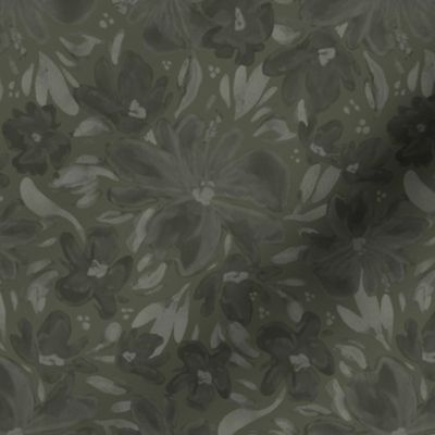 Medium - Patricia Tropical Silhouette Florals - Dark Green