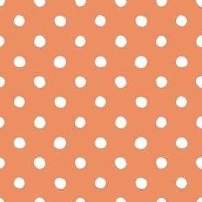 Medium Handdrawn Dots - rainbow quilting collection - white on Peach - Petal Signature Cotton Solids coordinate