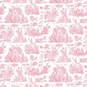 Marseilles Toile  ~ Sloane Pink on White ~ 6" repeat ~ Small