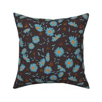 Artistic Textured Floral  flowers with dots, petals hand-drawn for bags, quilts