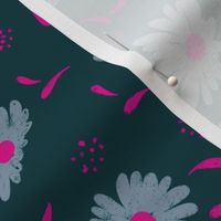 Artistic textured floral pink teal 