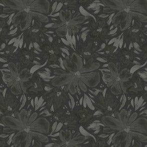Small - Patricia Tropical Silhouette Florals - Charcoal Black