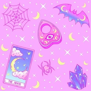 Kawaii Pastel Goth Pink Witch Occult Magic - Pastel Pink Colorway