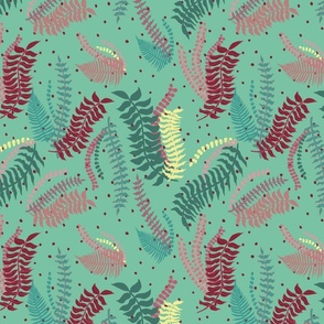 Fern Forest Mint GreenTropical Fabric, Bedding, Wallpaper, Home Décor