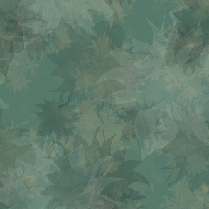 Symmetrical Teal and Orange Flowered Wallpaper - Texture2