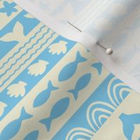 small // tropical sea life tribal stripe in light baby blue 