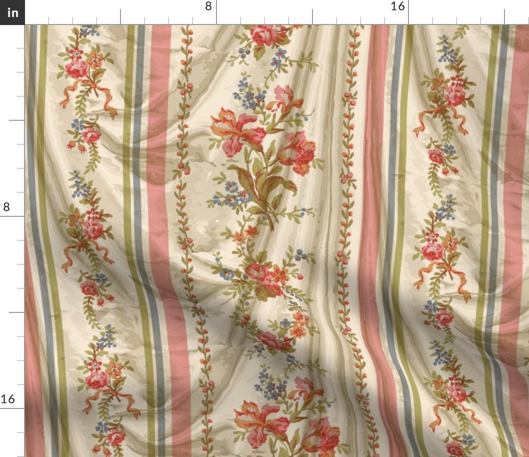 The Belevedere Floral Stripe Swag ~ Custom  ~ Warm