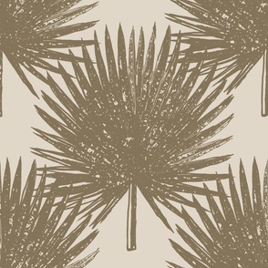 Palmetto Leaves -  Mushroom Brown and Oyster Beige