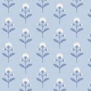 Naomi Floral: Chambray Blue Small Floral, Small Scale Blue Botanical