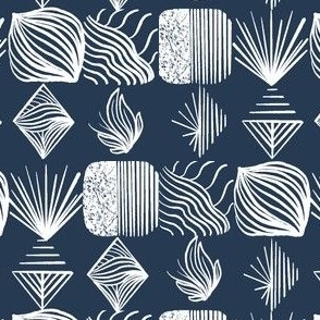 Caribbean Tribal Chic: Bold Navy & White Abstract Mudcloth, Small 