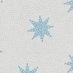 Boho coastal blue and light gray mosaic stars