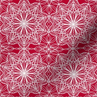 lace illusion white on red