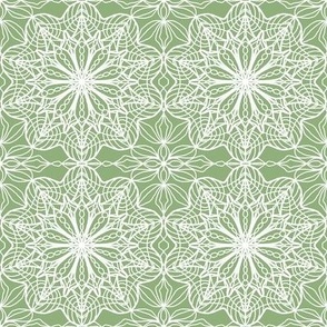 lace illusion white on green