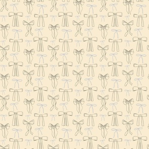 Darling Bows - Cream & Blue - Small Scale