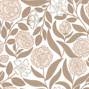 Spring Wildflowers + Vines - All Natural Taupe