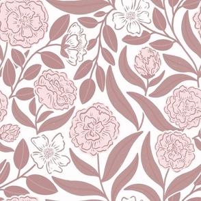 Spring Wildflowers + Vines - Dusty Rose Pink