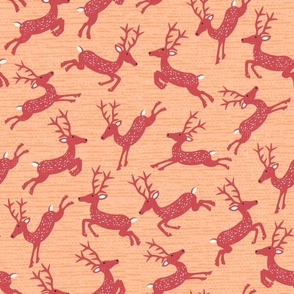 Leaping Reindeer // Christmas Pink on Peach Fuzz