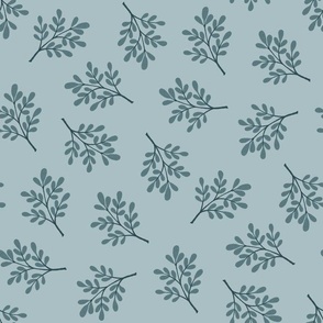 pastel leaves leafy branch tossed garden botanical coordinate in dusty jade sea foam sage green kids childrens clothing and bedding
